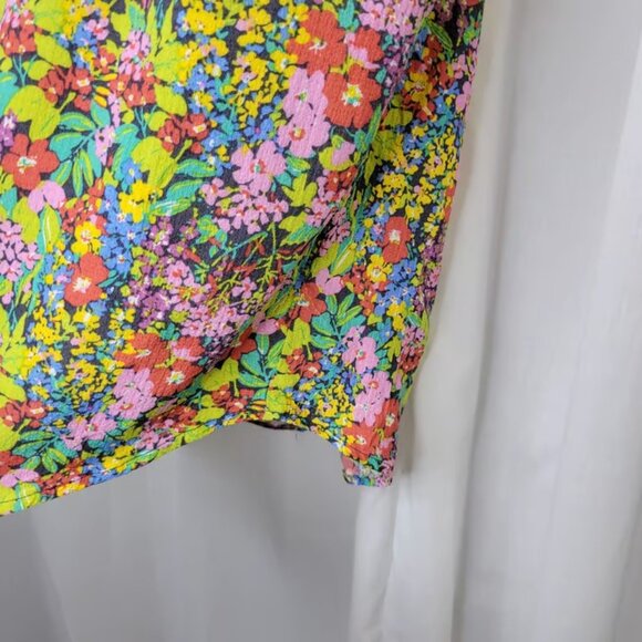 Rose & Rhyme Vibrant Floral Print w/ Rouching at Shoulders, L - Picture 3 of 7